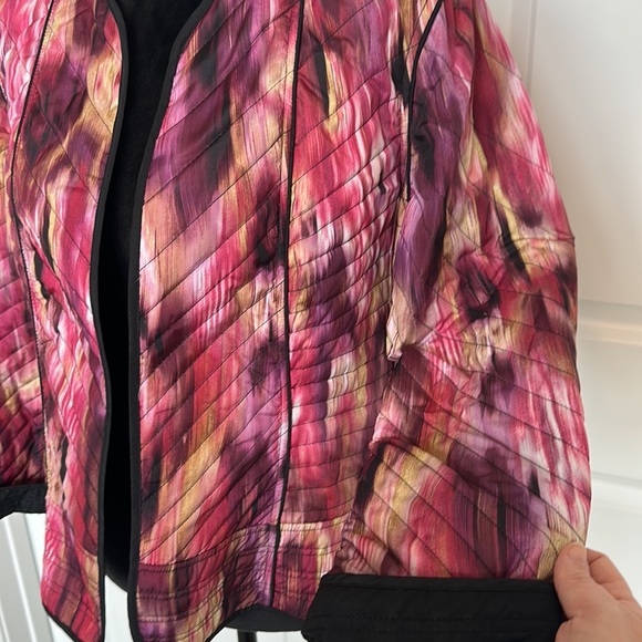 Chico's Multicolor Pink Tones Quilted Light Weight Open Front Coat - Picture 4 of 7